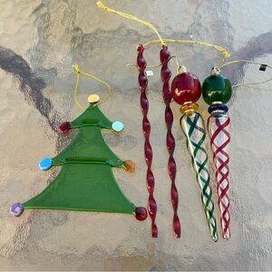 Glass Christmas Tree Ornaments Icicles Assortment of 5